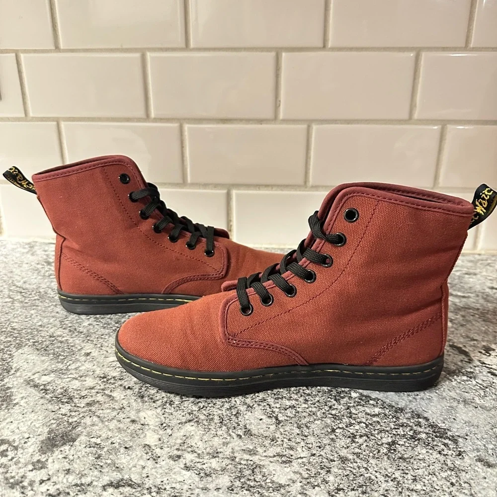 DOC MARTINS 7 Shoreditch Burgandy woman canvas boot casual minimalist casual - Picture 4 of 10